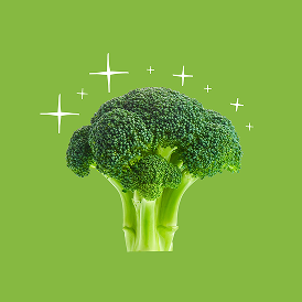 improve-appearance Broccoli crowns with line drawn stars